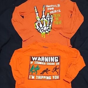 Bundle Of 2 Long Sleeve Orange Halloween Tees Kids Size 8